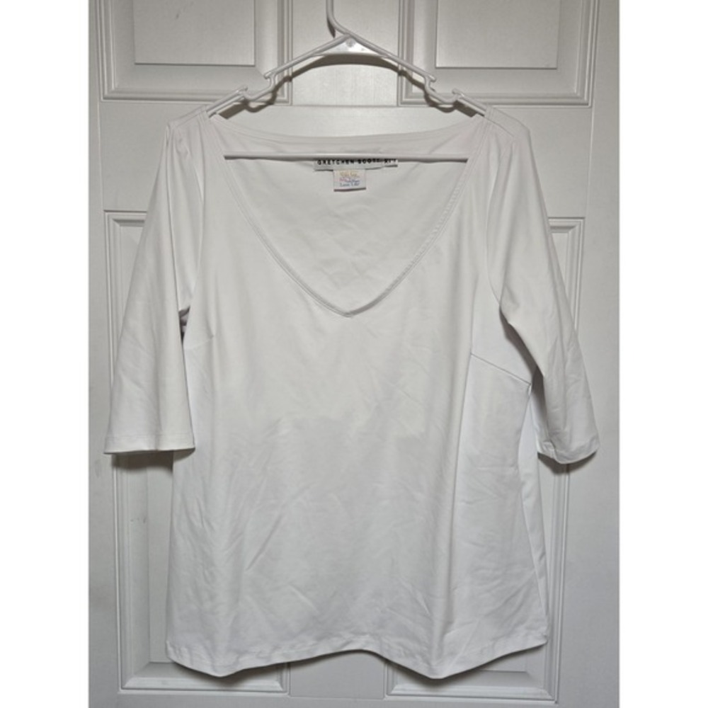 Gretchen Scott Blouse Top Womens Size‎ XL White Shirt